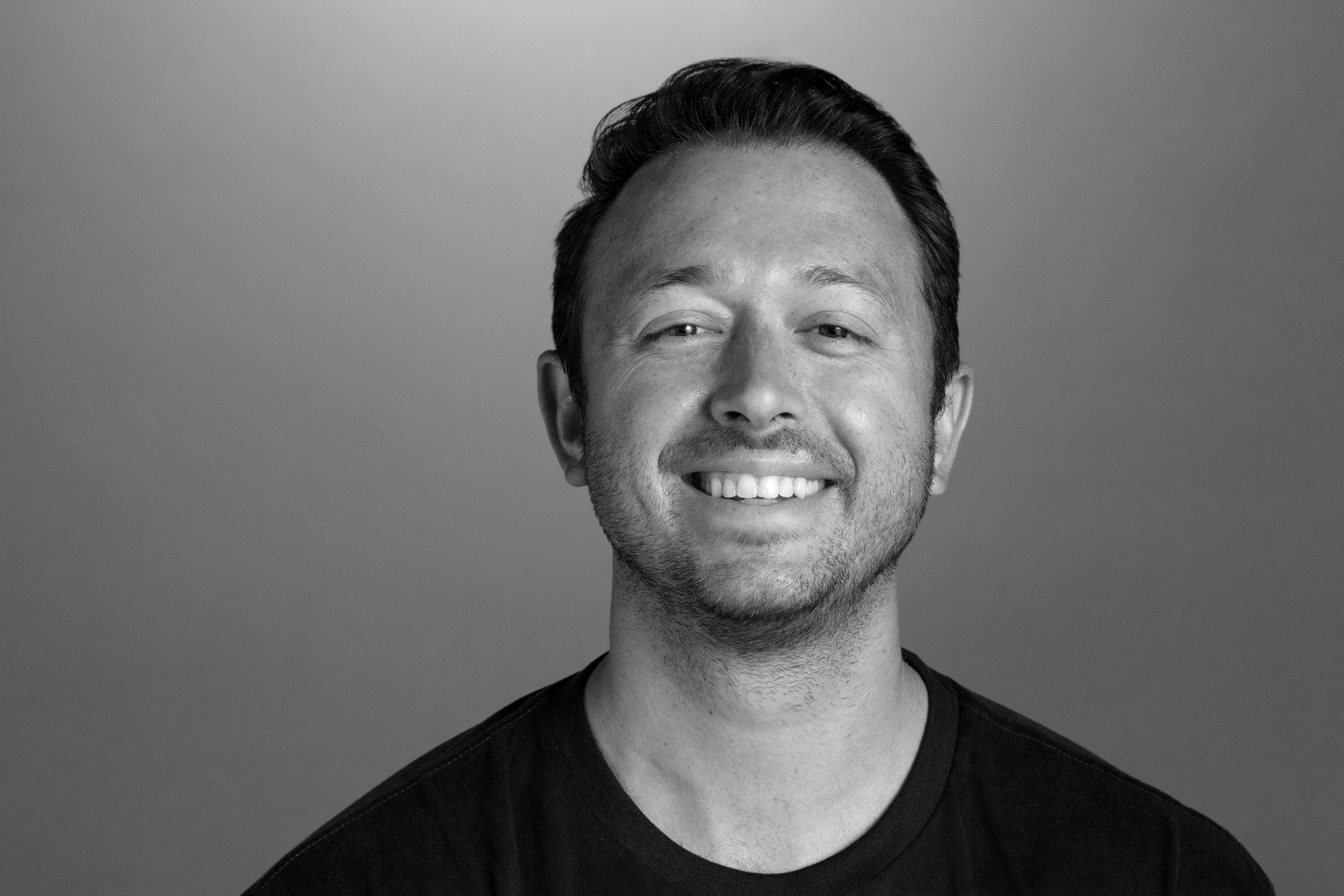 Brad headshot in black and white