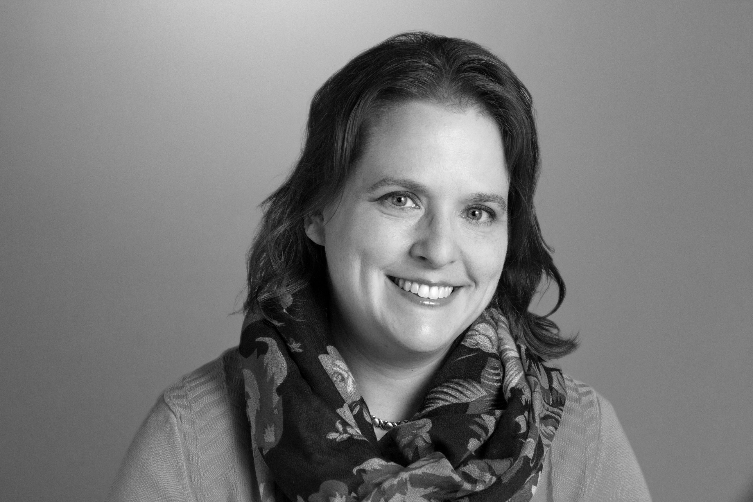 Headshot for Brenda in black and white